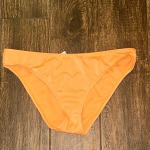 Orange Ribbed Bikini Bottoms Hipster Swim Size Large Minimalist